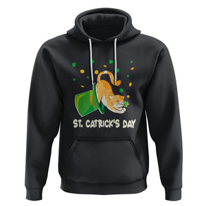 Happy Patrick's Day Cat Lover Hoodie St.Catrick's Lucky Cat Shamrock Hat TS09 Black Printyourwear