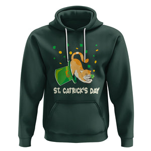 Happy Patrick's Day Cat Lover Hoodie St.Catrick's Lucky Cat Shamrock Hat TS09 Dark Forest Green Printyourwear