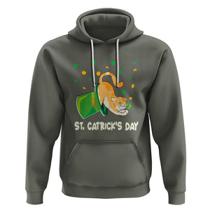 Happy Patrick's Day Cat Lover Hoodie St.Catrick's Lucky Cat Shamrock Hat TS09 Military Green Printyourwear