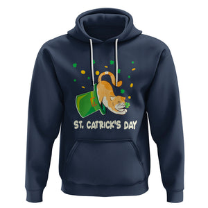 Happy Patrick's Day Cat Lover Hoodie St.Catrick's Lucky Cat Shamrock Hat TS09 Navy Printyourwear