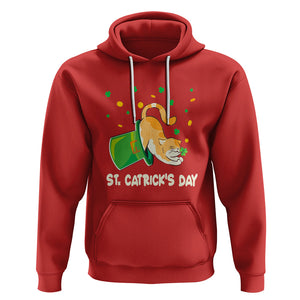 Happy Patrick's Day Cat Lover Hoodie St.Catrick's Lucky Cat Shamrock Hat TS09 Red Printyourwear