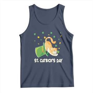 St Patrick's Day Tank Top Happy St.Catrick's Lucky Cat Shamrock Hat TS09 Navy Print Your Wear