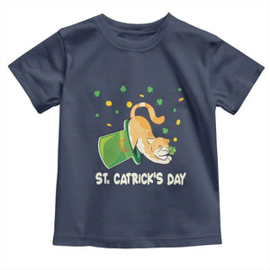 St Patrick's Day Toddler T Shirt Happy St.Catrick's Lucky Cat Shamrock Hat TS09 Navy Print Your Wear