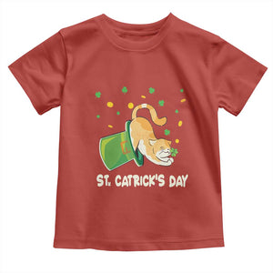 St Patrick's Day Toddler T Shirt Happy St.Catrick's Lucky Cat Shamrock Hat TS09 Red Print Your Wear