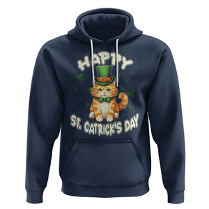 St.Patrick's Day Cat Lover Hoodie Happy St.Catrick's Lucky Cat Shamrock Cute Kitty TS09 Navy Printyourwear
