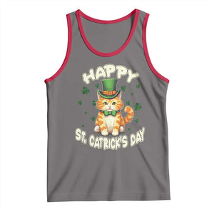 St Patrick's Day Tank Top Happy St.Catrick's Lucky Cat Shamrock Cute Kitty TS09 Deep Heather Red Print Your Wear