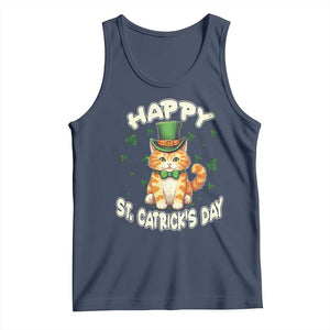 St Patrick's Day Tank Top Happy St.Catrick's Lucky Cat Shamrock Cute Kitty TS09 Navy Print Your Wear