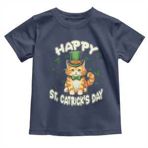St Patrick's Day Toddler T Shirt Happy St.Catrick's Lucky Cat Shamrock Cute Kitty TS09 Navy Print Your Wear