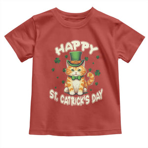 St Patrick's Day Toddler T Shirt Happy St.Catrick's Lucky Cat Shamrock Cute Kitty TS09 Red Print Your Wear