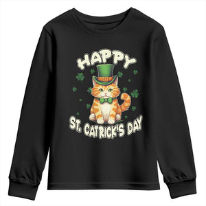 St Patrick's Day Youth Sweatshirt Happy St.Catrick's Lucky Cat Shamrock Cute Kitty TS09 Black Print Your Wear