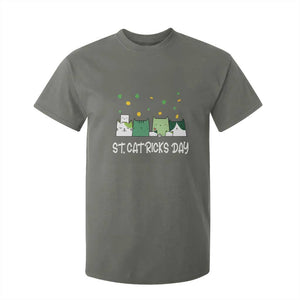 St Patrick's Day Cat Lover T Shirt For Kid Happy St.Catrick's Lucky Family Cats Shamrock TS09 Military Green Print Your Wear