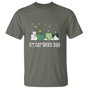 St. Patrick's Day Cat Lover T Shirt Happy St.Catrick's Lucky Family Cats Shamrock TS09 Military Green Printyourwear