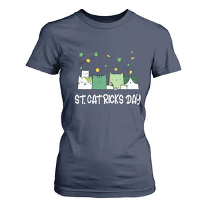 St Patrick's Day Cat Lover T Shirt For Women Happy St.Catrick's Lucky Family Cats Shamrock TS09 Navy Print Your Wear