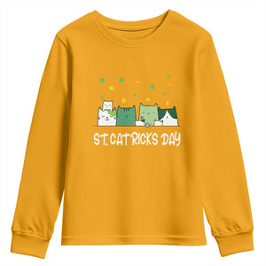 St Patrick's Day Cat Lover Youth Sweatshirt Happy St.Catrick's Lucky Family Cats Shamrock TS09 Gold Print Your Wear