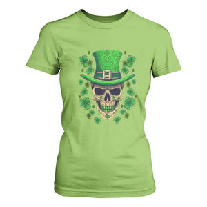 St Patrick's Day T Shirt For Women Irish Sugar Skull Lucky Shamrocks Hat TS09 Lime Print Your Wear
