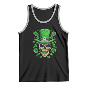 St Patrick's Day Tank Top Irish Sugar Skull Lucky Shamrocks Hat TS09 Black Athletic Heather Print Your Wear