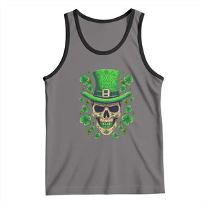 St Patrick's Day Tank Top Irish Sugar Skull Lucky Shamrocks Hat TS09 Deep Heather Black Print Your Wear