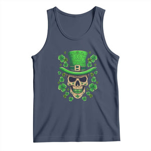 St Patrick's Day Tank Top Irish Sugar Skull Lucky Shamrocks Hat TS09 Navy Print Your Wear