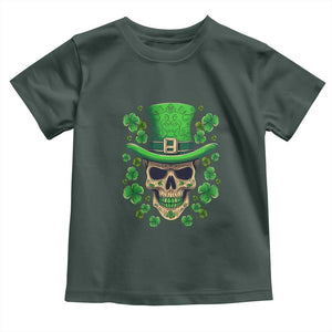 St Patrick's Day Toddler T Shirt Irish Sugar Skull Lucky Shamrocks Hat TS09 Dark Forest Green Print Your Wear