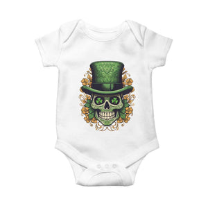 St Patrick's Day Baby Onesie Irish Sugar Skull Lucky Hat Shamrocks TS09 White Print Your Wear