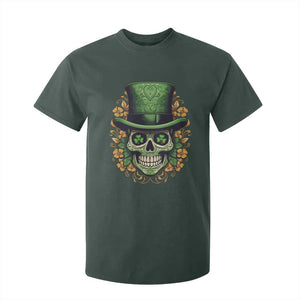 St Patrick's Day T Shirt For Kid Irish Sugar Skull Lucky Hat Shamrocks TS09 Dark Forest Green Print Your Wear