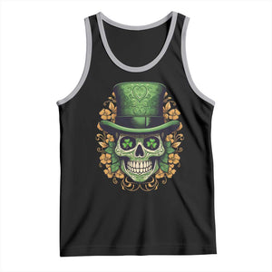 St Patrick's Day Tank Top Irish Sugar Skull Lucky Hat Shamrocks TS09 Black Athletic Heather Print Your Wear