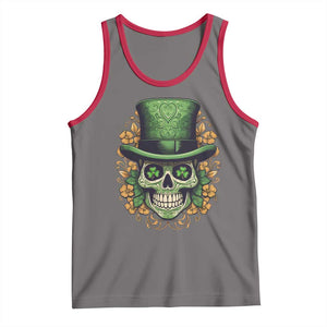 St Patrick's Day Tank Top Irish Sugar Skull Lucky Hat Shamrocks TS09 Deep Heather Red Print Your Wear