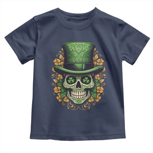 St Patrick's Day Toddler T Shirt Irish Sugar Skull Lucky Hat Shamrocks TS09 Navy Print Your Wear