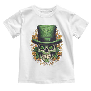 St Patrick's Day Toddler T Shirt Irish Sugar Skull Lucky Hat Shamrocks TS09 White Print Your Wear