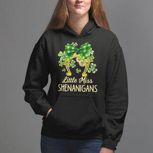 St. Patrick's Day Hoodie Little Miss Shenanigans Coquette Shamrocks TS09 Black Printyourwear