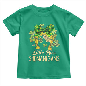 St Patrick's Day Toddler T Shirt Little Miss Shenanigans Coquette Shamrocks TS09 Irish Green Print Your Wear