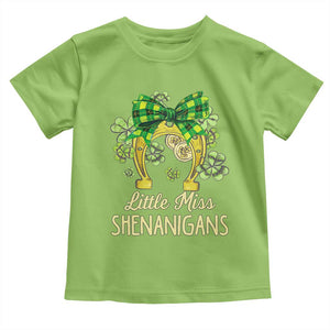 St Patrick's Day Toddler T Shirt Little Miss Shenanigans Coquette Shamrocks TS09 Lime Print Your Wear