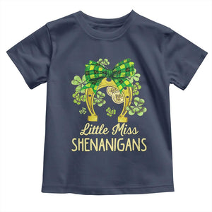 St Patrick's Day Toddler T Shirt Little Miss Shenanigans Coquette Shamrocks TS09 Navy Print Your Wear