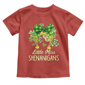 St Patrick's Day Toddler T Shirt Little Miss Shenanigans Coquette Shamrocks TS09 Red Print Your Wear