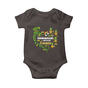 St Patrick's Day Baby Onesie Shenanigans With My Gnomies Shamrock Gnome TS09 Dark Chocolate Print Your Wear