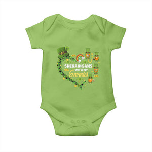 St Patrick's Day Baby Onesie Shenanigans With My Gnomies Shamrock Gnome TS09 Lime Print Your Wear
