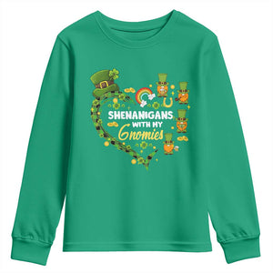 St Patrick's Day Youth Sweatshirt Shenanigans With My Gnomies Shamrock Gnome TS09 Irish Green Print Your Wear