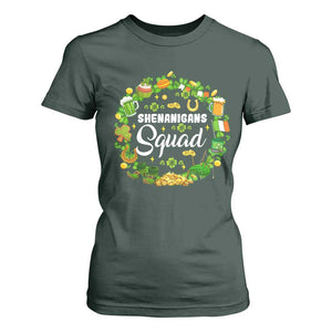 Funny St Patrick's Day T Shirt For Women Shenanigans Squad Matching Group TS09 Dark Forest Green Print Your Wear