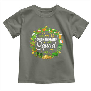 Funny St Patrick's Day Toddler T Shirt Shenanigans Squad Matching Group TS09 Military Green Print Your Wear