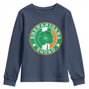 St Patrick's Day Youth Sweatshirt Shenanigans Squad Funny Matching Group TS09 Navy Print Your Wear