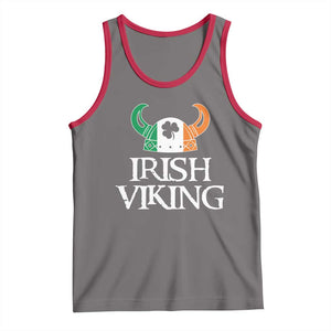St Patrick's Day Tank Top Irish Viking Helmet Lucky Shamrocks Ireland Flag TS09 Deep Heather Red Print Your Wear