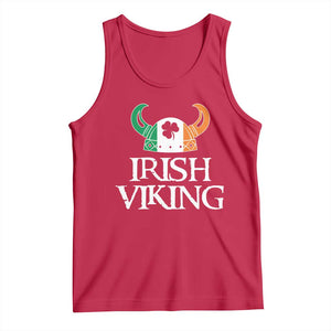 St Patrick's Day Tank Top Irish Viking Helmet Lucky Shamrocks Ireland Flag TS09 Red Print Your Wear
