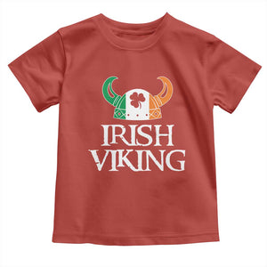 St Patrick's Day Toddler T Shirt Irish Viking Helmet Lucky Shamrocks Ireland Flag TS09 Red Print Your Wear