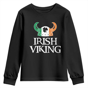 St Patrick's Day Youth Sweatshirt Irish Viking Helmet Lucky Shamrocks Ireland Flag TS09 Black Print Your Wear