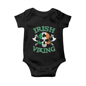 St Patrick's Day Baby Onesie Irish Viking Skull Lucky Shamrocks Ireland Flag TS09 Black Print Your Wear