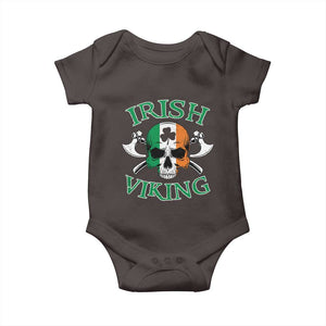 St Patrick's Day Baby Onesie Irish Viking Skull Lucky Shamrocks Ireland Flag TS09 Dark Chocolate Print Your Wear