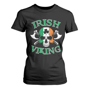 St Patrick's Day T Shirt For Women Irish Viking Skull Lucky Shamrocks Ireland Flag TS09 Black Print Your Wear