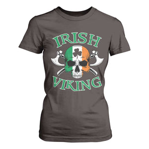 St Patrick's Day T Shirt For Women Irish Viking Skull Lucky Shamrocks Ireland Flag TS09 Dark Chocolate Print Your Wear