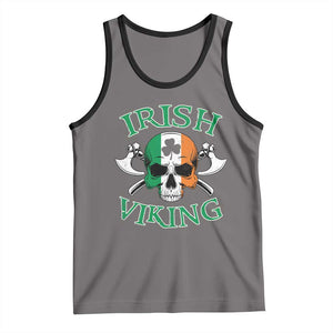 St Patrick's Day Tank Top Irish Viking Skull Lucky Shamrocks Ireland Flag TS09 Deep Heather Black Print Your Wear