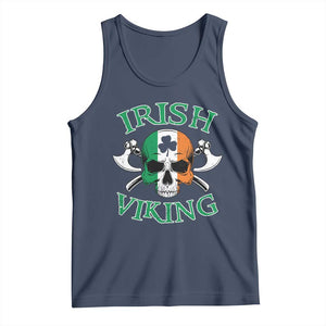 St Patrick's Day Tank Top Irish Viking Skull Lucky Shamrocks Ireland Flag TS09 Navy Print Your Wear